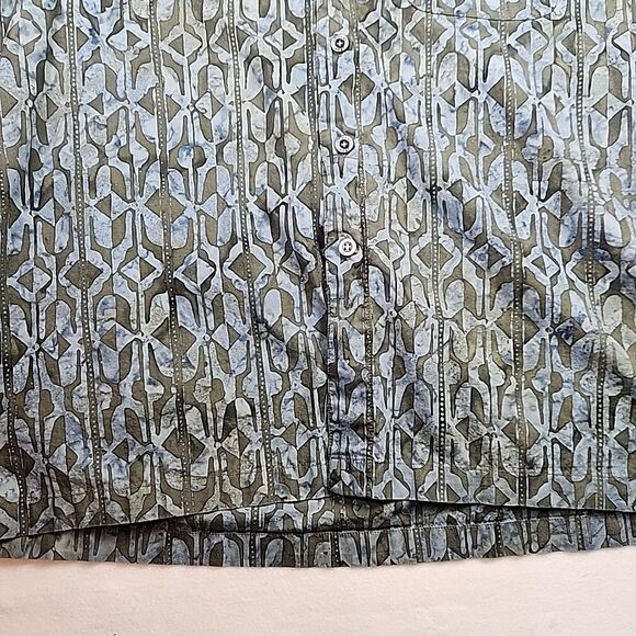 Johari West Mens Hawaiian Shirt XL Batik Button Down Shirt Short Sleeve Cotton - Picture 5 of 9